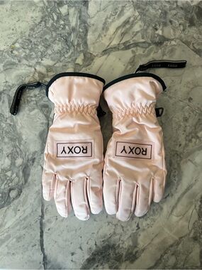 Roxy Kids Light Pink Ski Gloves with Black Trim